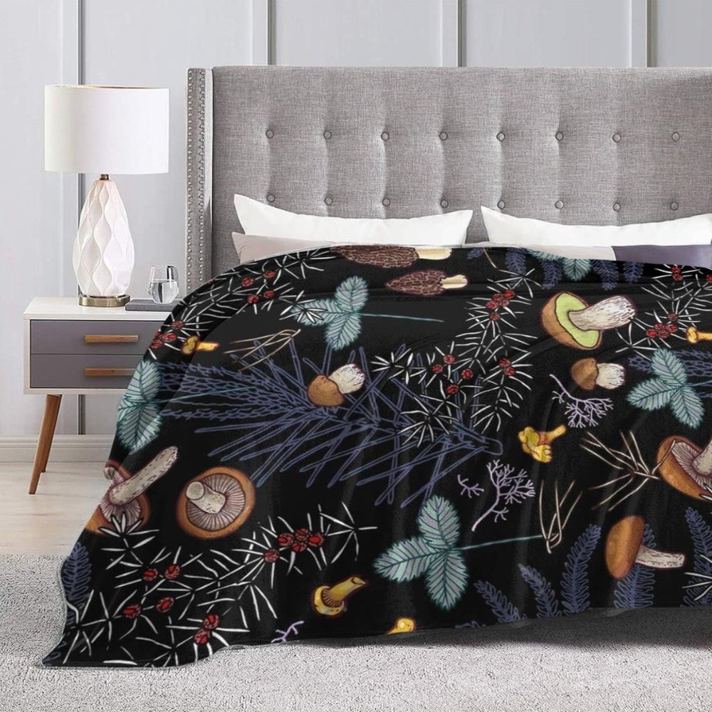 Wild Forest Mushrooms Throw Blanket - Picture 2 of 3
